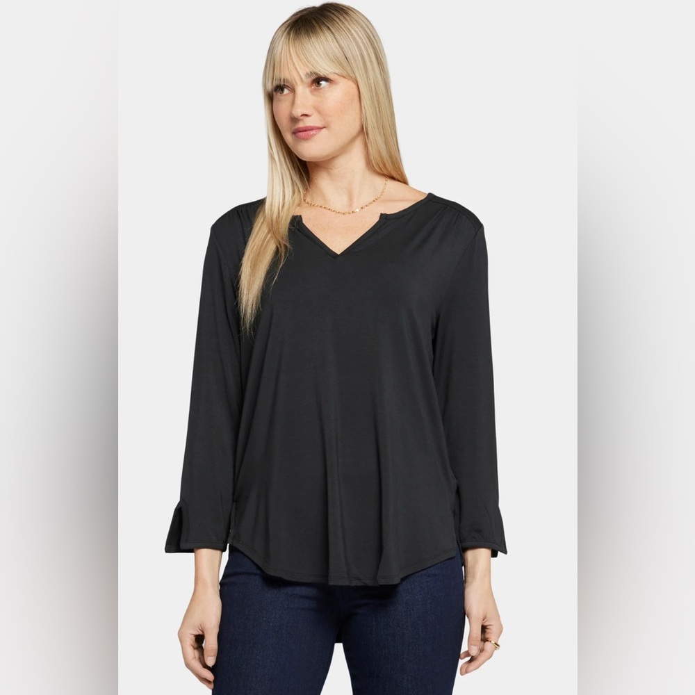 NYDJ Black 3/4 Long Sleeve Women's Top